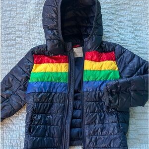 COPY - PRIMARY kids winter jacket unisex Size 4-5 Navy stripe